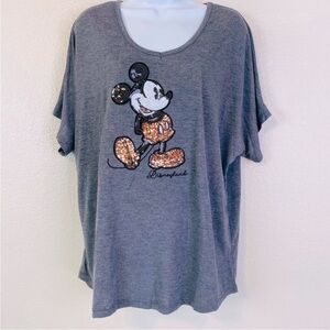 Disney Parks Rose Gold Mickey Mouse Sequined Shirt for Women